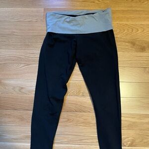 Victoria's Secret Black Leggings with Gray Fold-Over Waistband